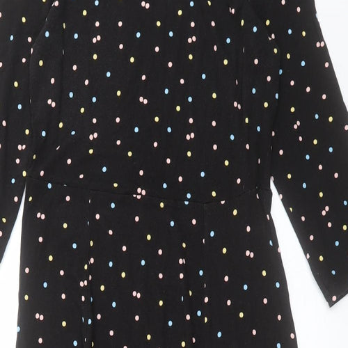 Dorothy Perkins Womens Multicoloured Polka Dot Viscose A-Line Size 12 Round Neck Button