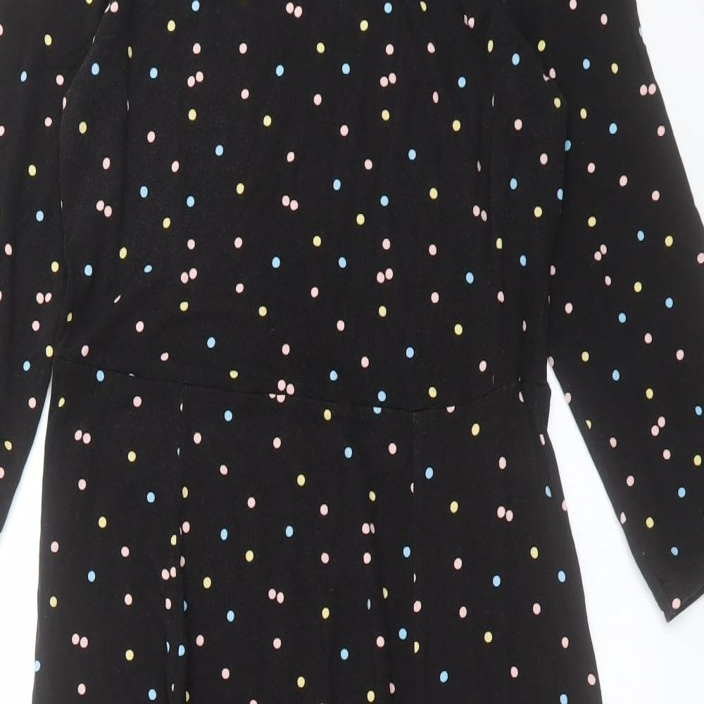 Dorothy Perkins Womens Multicoloured Polka Dot Viscose A-Line Size 12 Round Neck Button