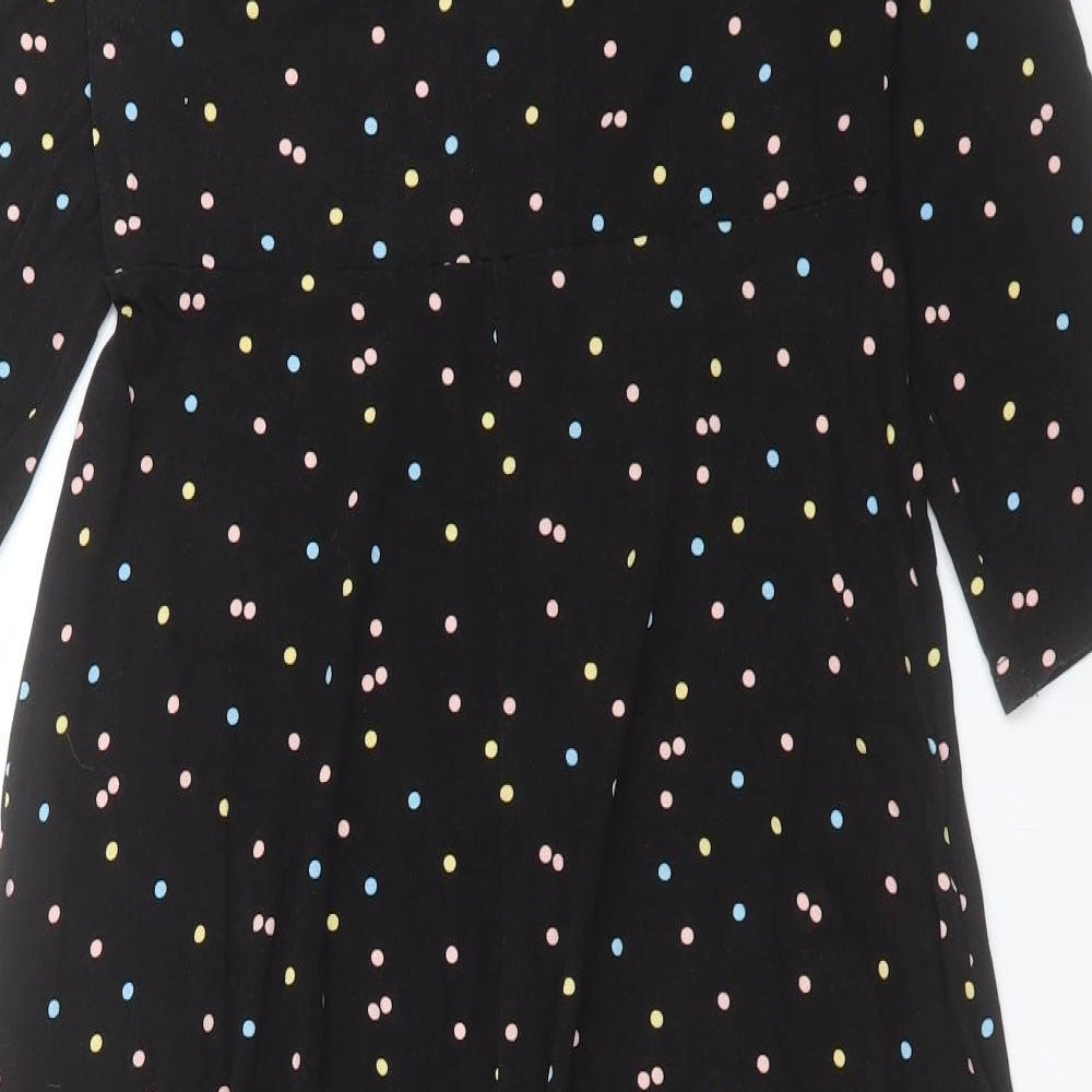 Dorothy Perkins Womens Multicoloured Polka Dot Viscose A-Line Size 12 Round Neck Button