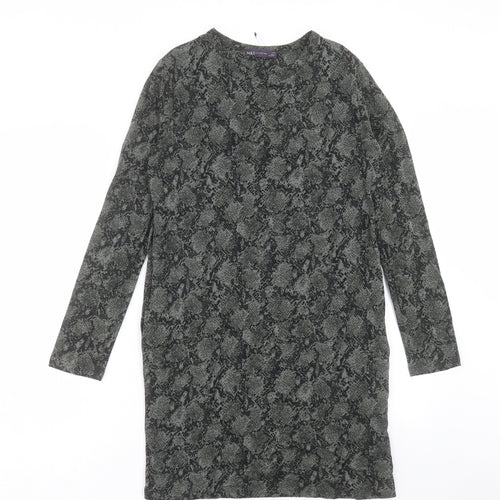 Marks and Spencer Womens Green Animal Print Viscose Shift Size 8 Round Neck Pullover - Snake Print