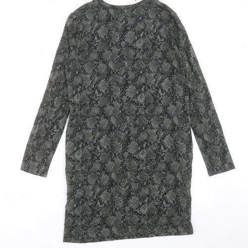 Marks and Spencer Womens Green Animal Print Viscose Shift Size 8 Round Neck Pullover - Snake Print