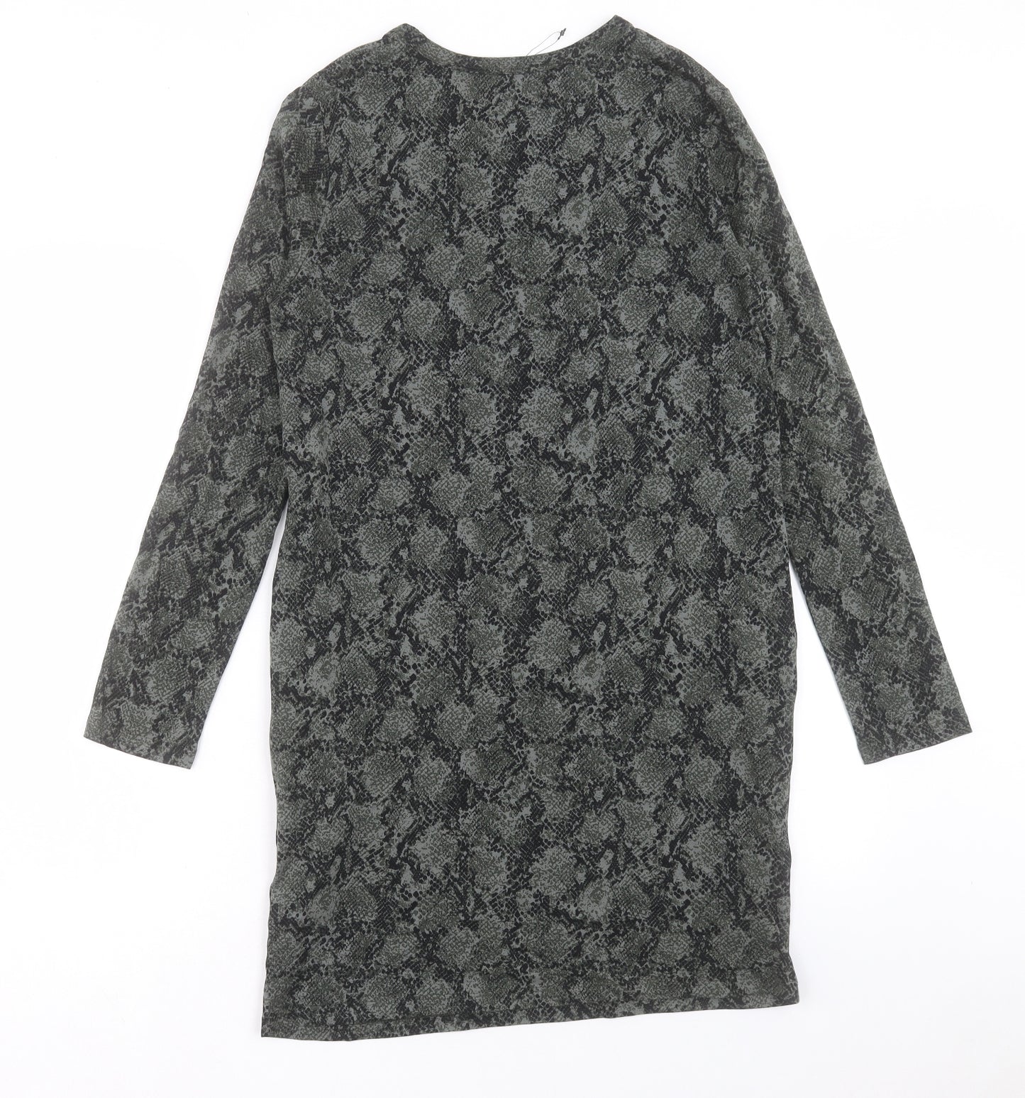 Marks and Spencer Womens Green Animal Print Viscose Shift Size 8 Round Neck Pullover - Snake Print