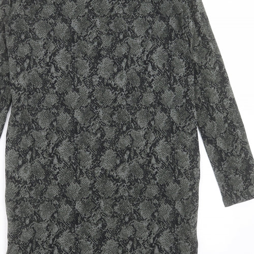 Marks and Spencer Womens Green Animal Print Viscose Shift Size 8 Round Neck Pullover - Snake Print