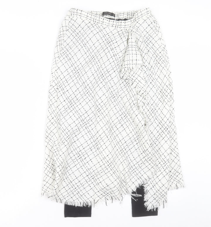 Zara Womens White Geometric Cotton Skort Size S