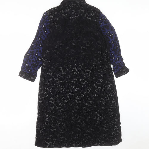 nine Womens Blue Animal Print Polyester Shirt Dress Size 12 Collared Button - Leopard Print