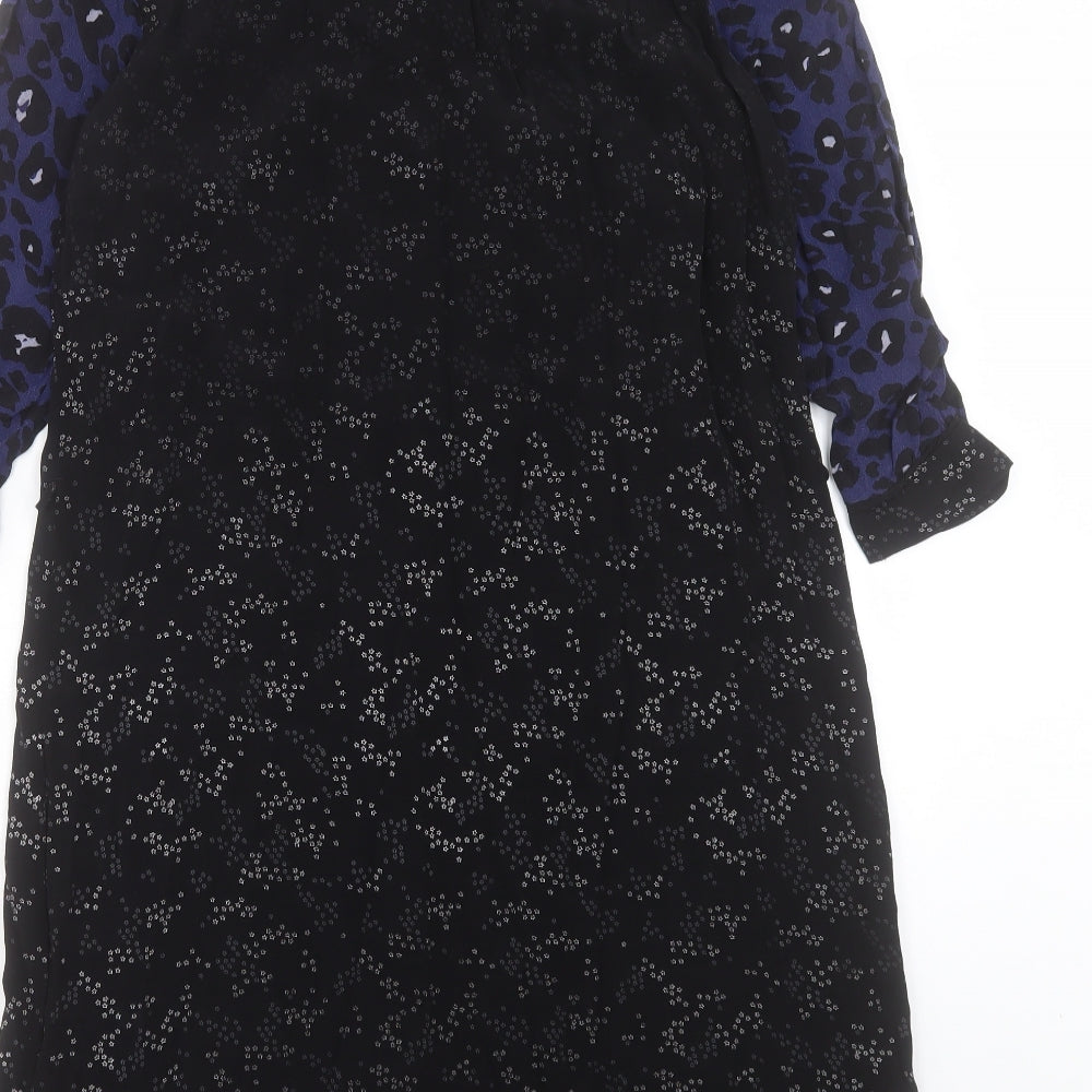 nine Womens Blue Animal Print Polyester Shirt Dress Size 12 Collared Button - Leopard Print