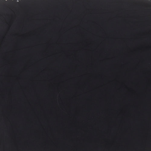 Stephan Womens Black V-Neck Viscose Pullover Jumper Size S - Flower Detail
