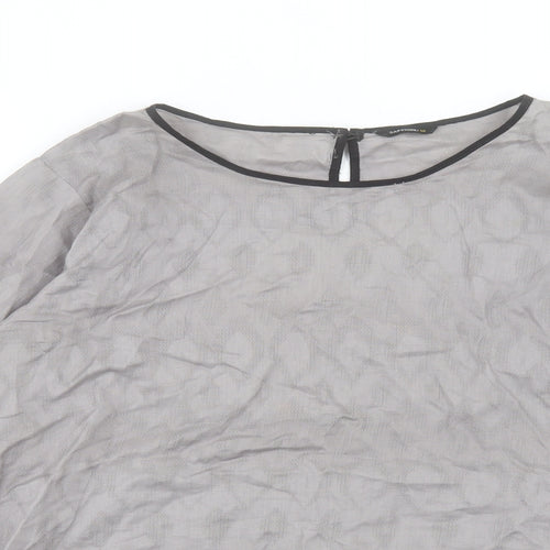 Sapphire Lounge Womens Grey Cotton Basic Blouse Size M Boat Neck - Bell Sleeve