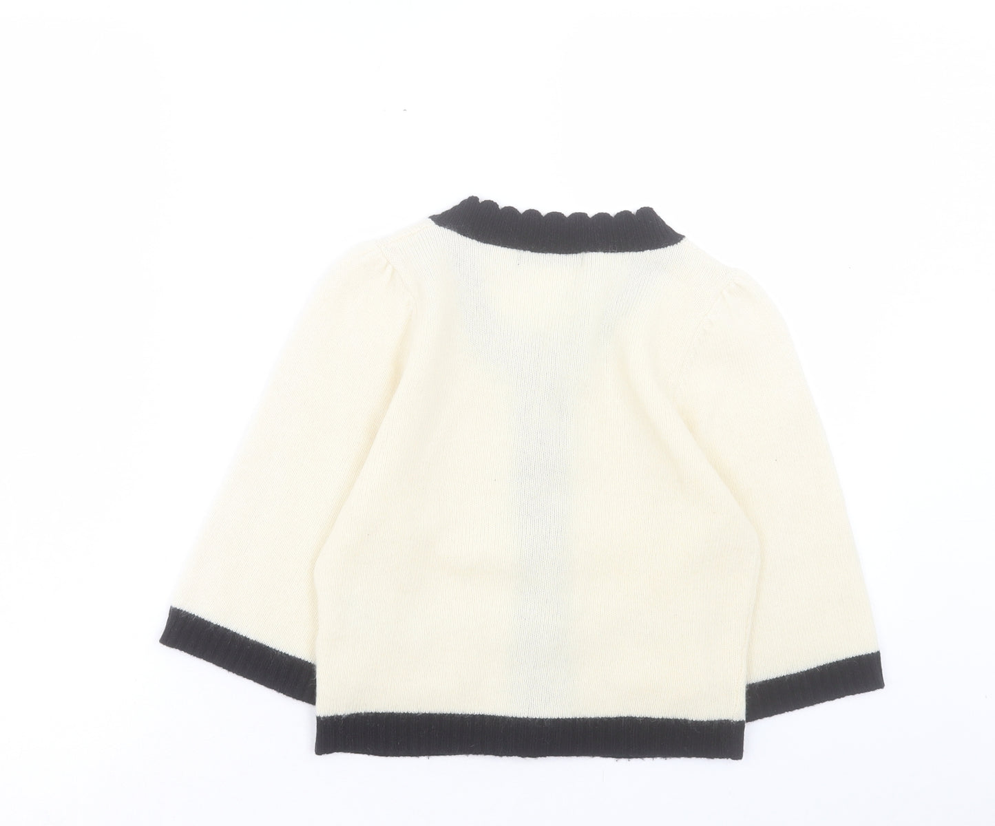 FREE'S Phrase Womens Ivory Round Neck Acrylic Cardigan Jumper Size M