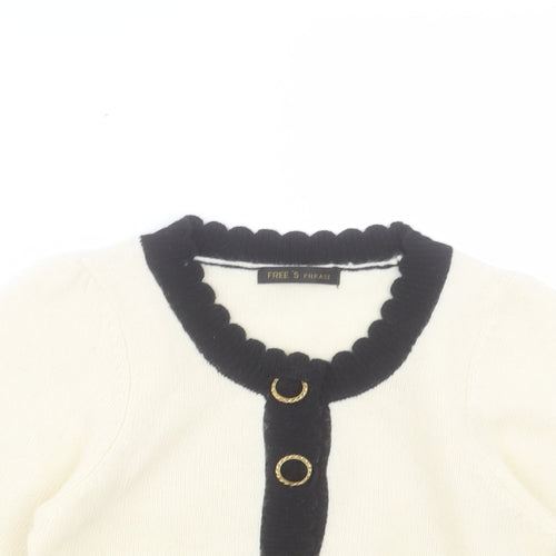 FREE'S Phrase Womens Ivory Round Neck Acrylic Cardigan Jumper Size M