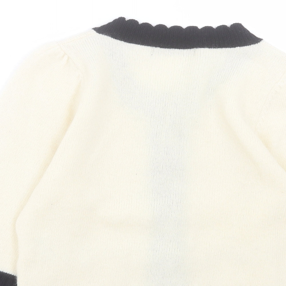 FREE'S Phrase Womens Ivory Round Neck Acrylic Cardigan Jumper Size M