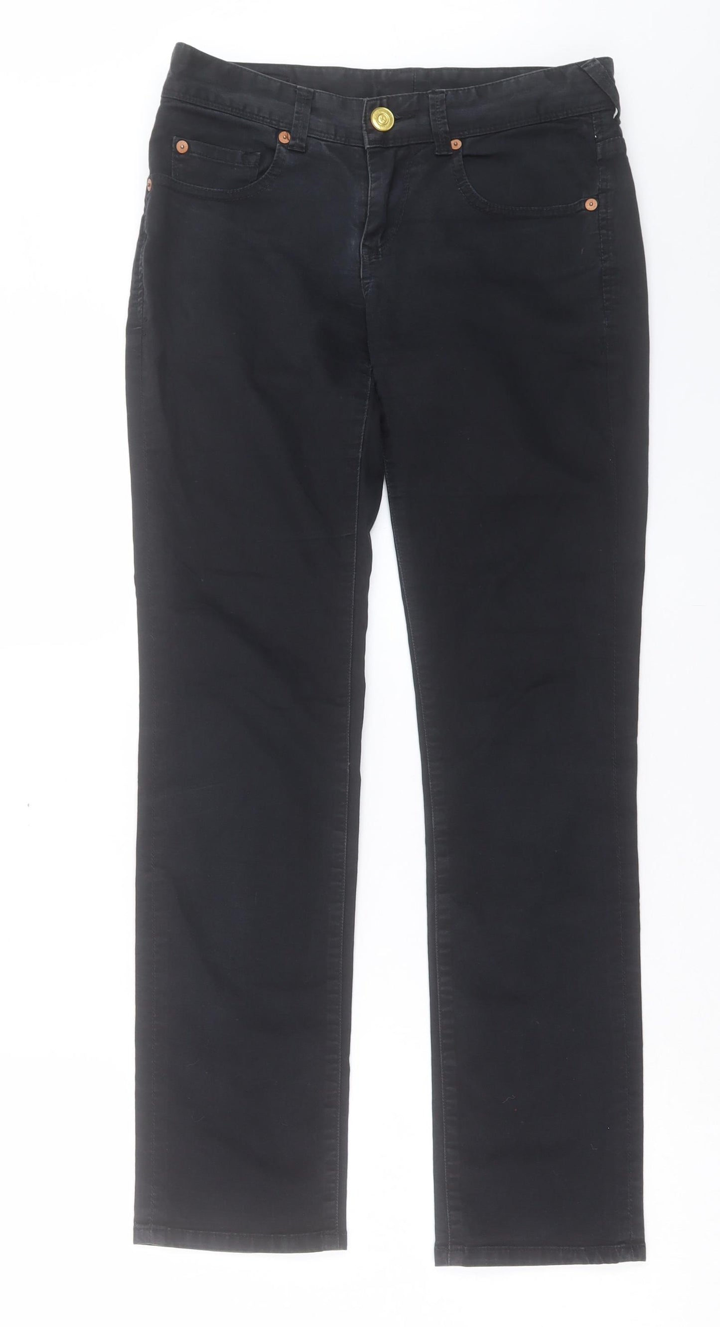 Paul Smith Womens Black Cotton Straight Jeans Size 10 L27 in Regular Button