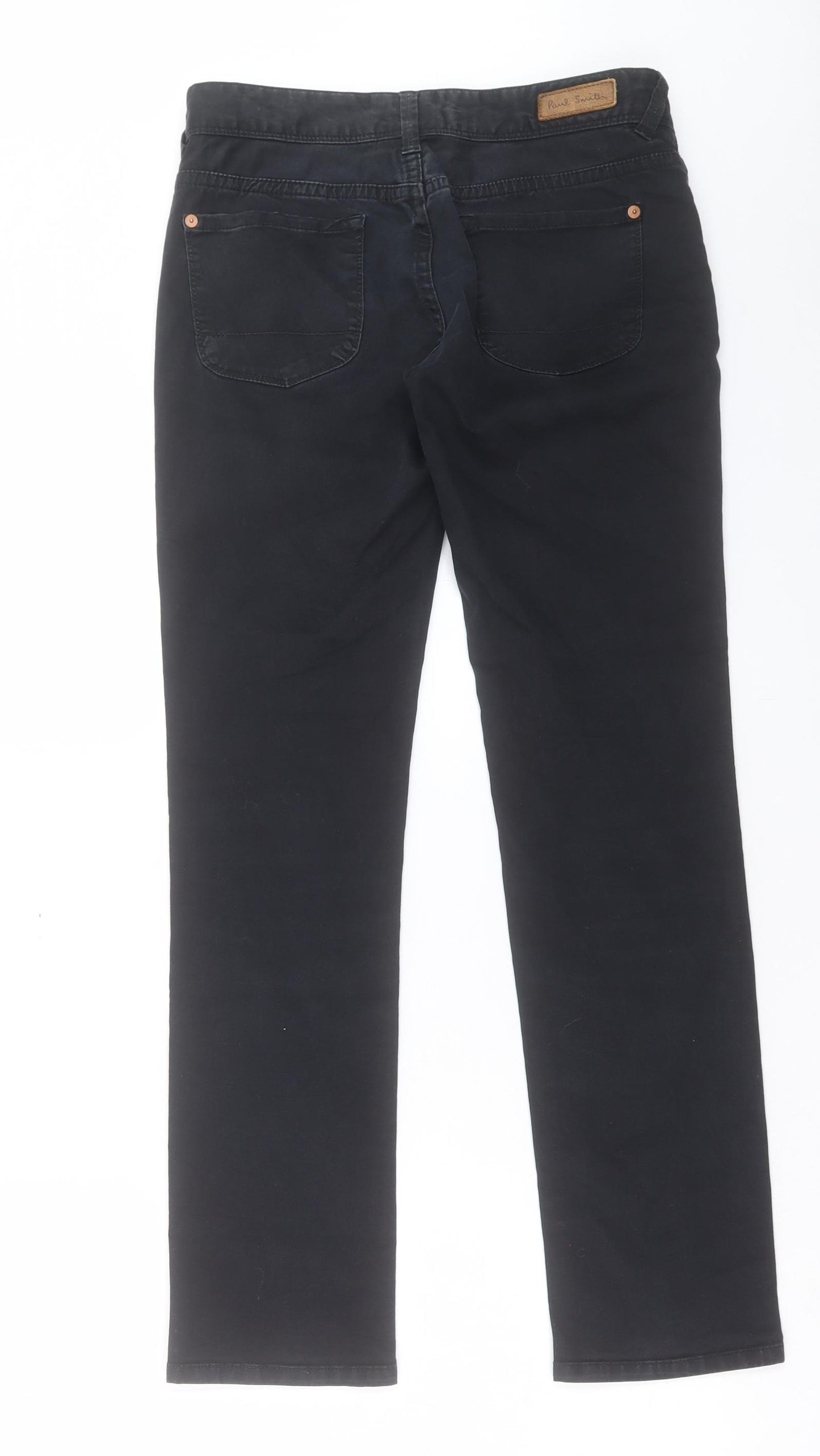 Paul Smith Womens Black Cotton Straight Jeans Size 10 L27 in Regular Button
