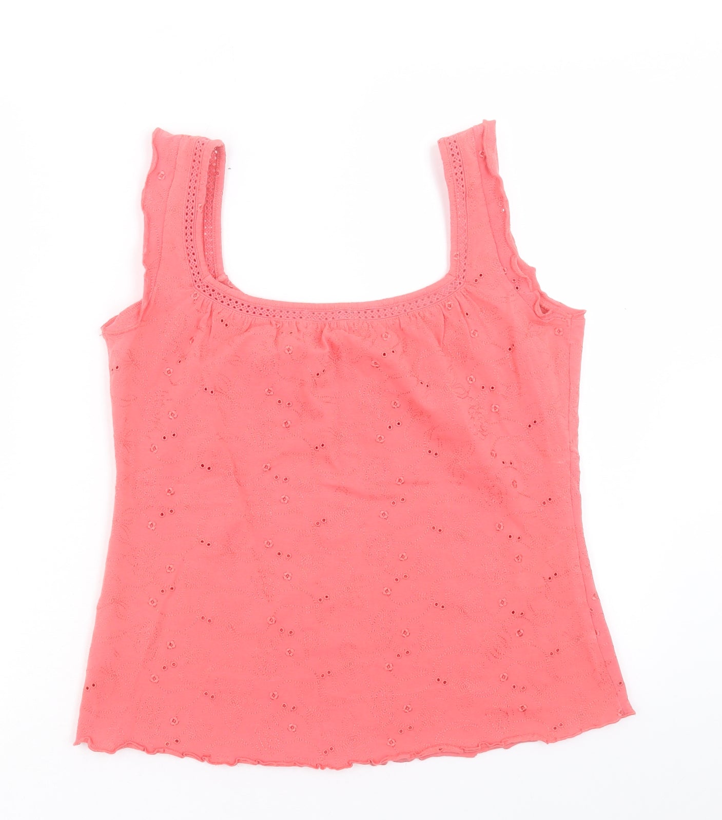 Per Una Womens Pink Cotton Basic Tank Size 14 Scoop Neck