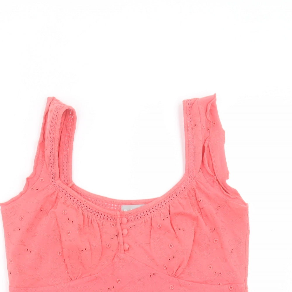 Per Una Womens Pink Cotton Basic Tank Size 14 Scoop Neck