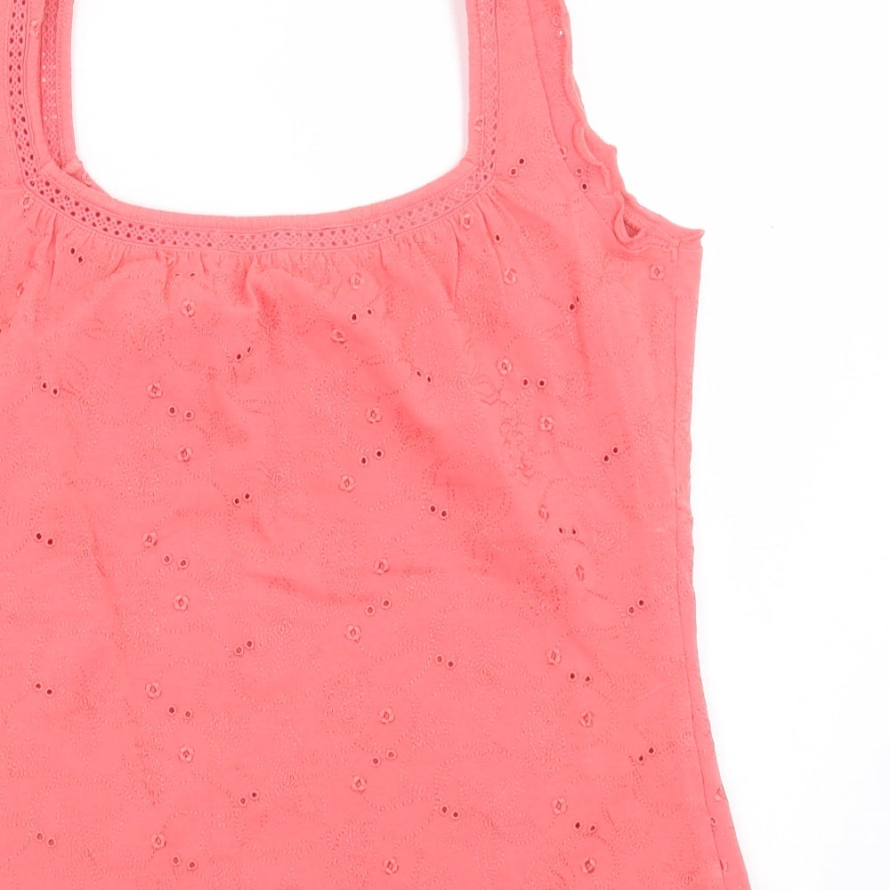 Per Una Womens Pink Cotton Basic Tank Size 14 Scoop Neck