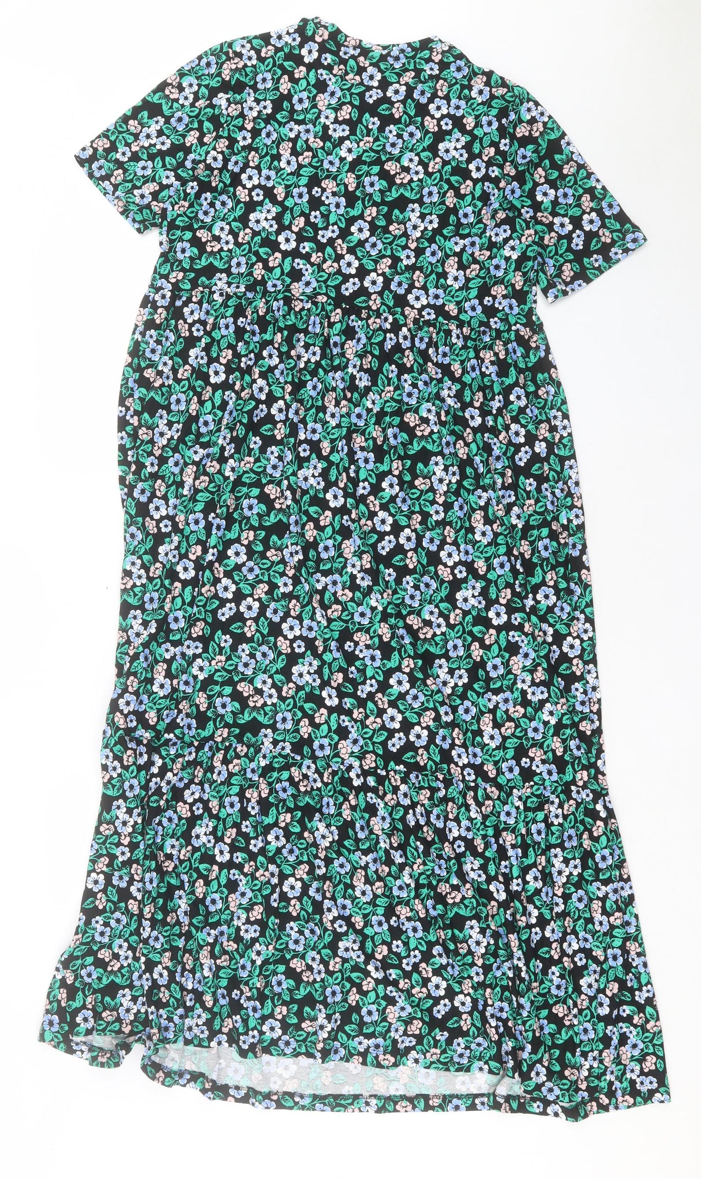 Marks and Spencer Womens Multicoloured Floral Viscose A-Line Size 8 Round Neck Pullover