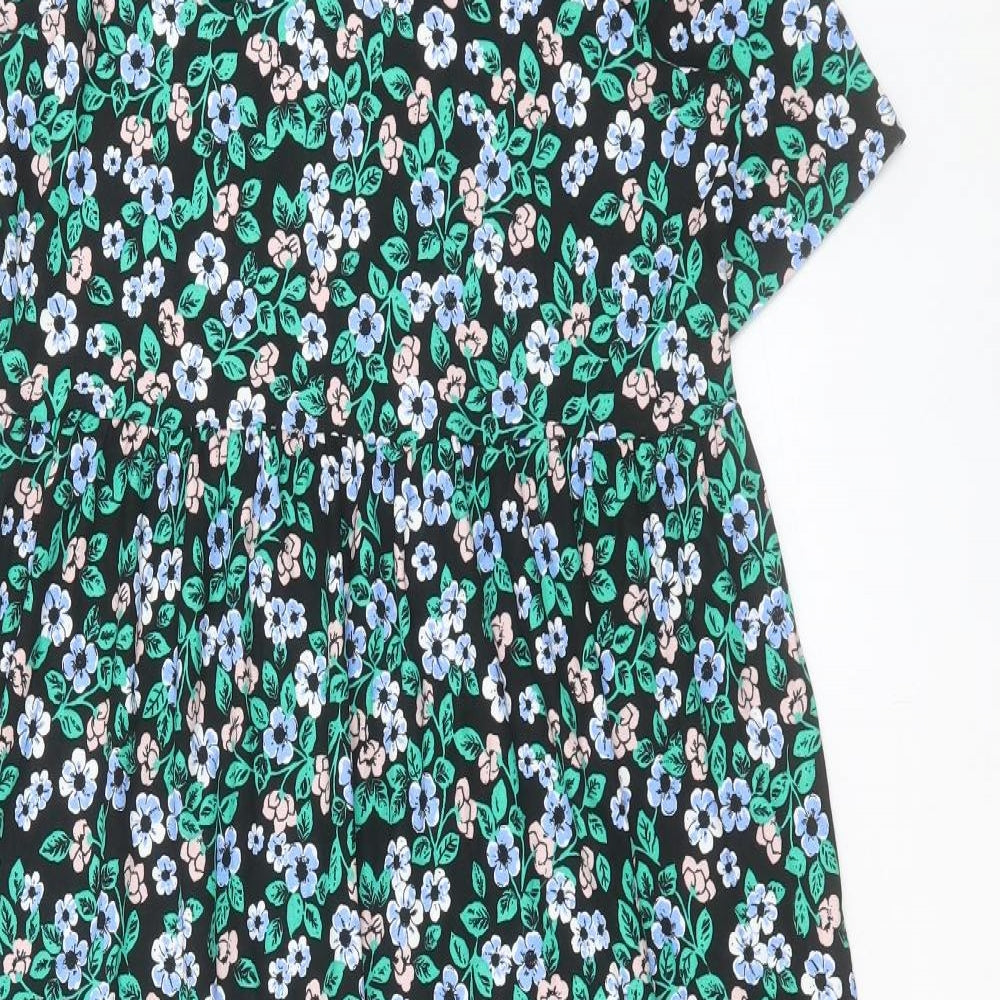 Marks and Spencer Womens Multicoloured Floral Viscose A-Line Size 8 Round Neck Pullover