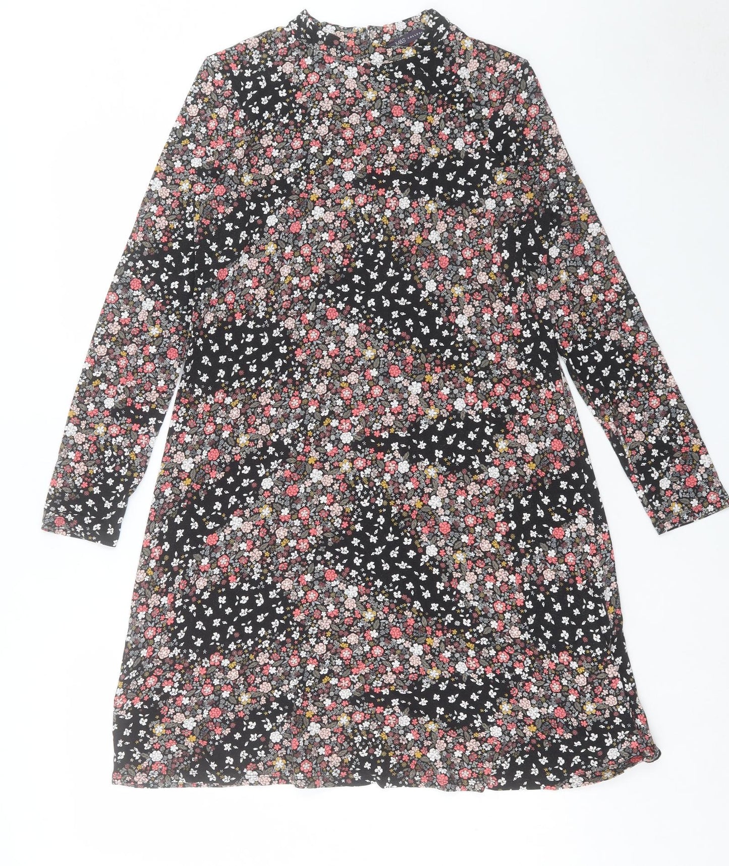 Marks and Spencer Womens Multicoloured Floral Viscose A-Line Size 12 Round Neck Button