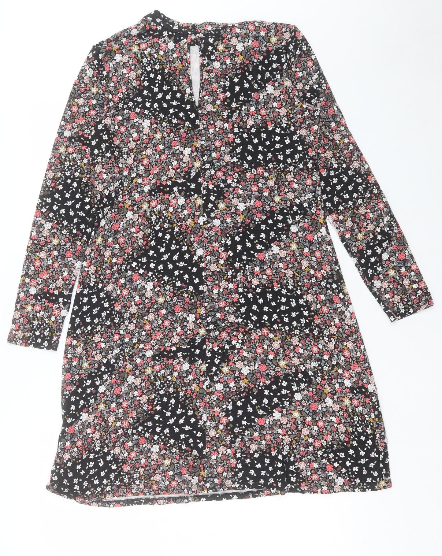 Marks and Spencer Womens Multicoloured Floral Viscose A-Line Size 12 Round Neck Button