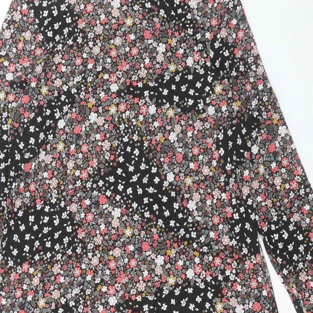 Marks and Spencer Womens Multicoloured Floral Viscose A-Line Size 12 Round Neck Button