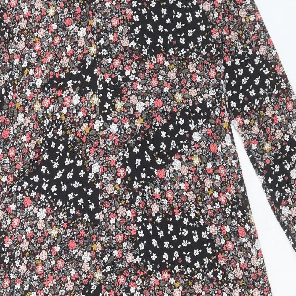 Marks and Spencer Womens Multicoloured Floral Viscose A-Line Size 12 Round Neck Button