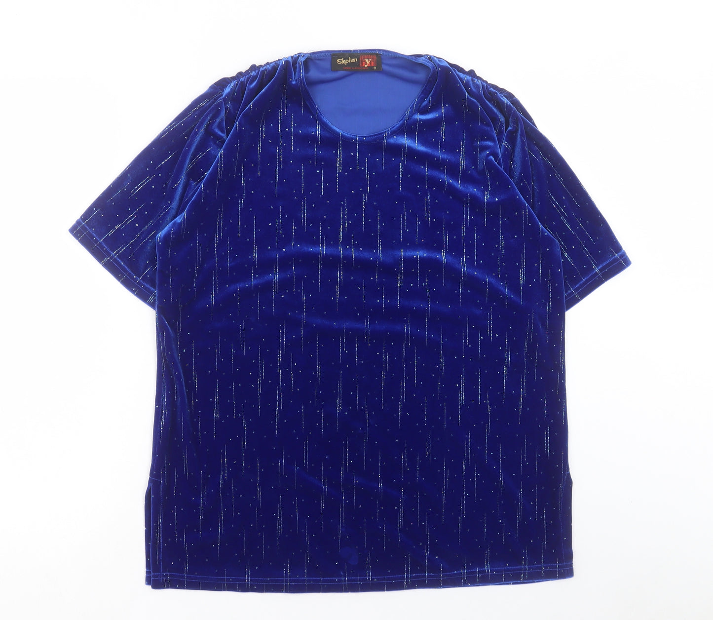 Stephan Womens Blue Polyester Basic T-Shirt Size S Round Neck