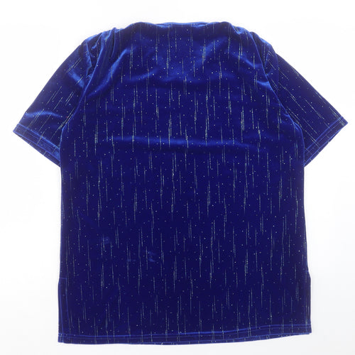 Stephan Womens Blue Polyester Basic T-Shirt Size S Round Neck