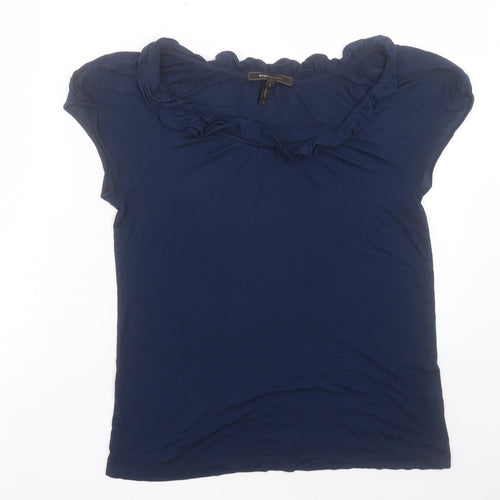 BDG Womens Blue Viscose Basic T-Shirt Size S Boat Neck