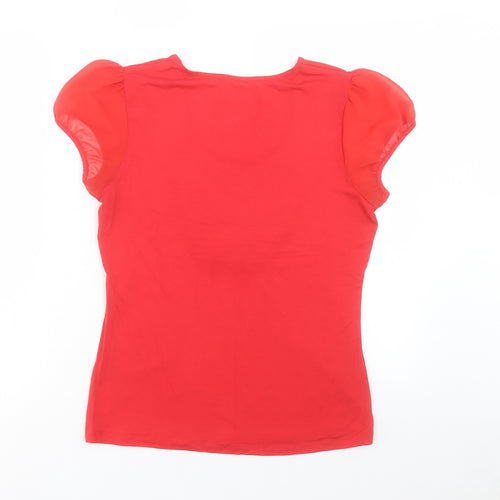 planet Womens Red Viscose Basic T-Shirt Size S Scoop Neck
