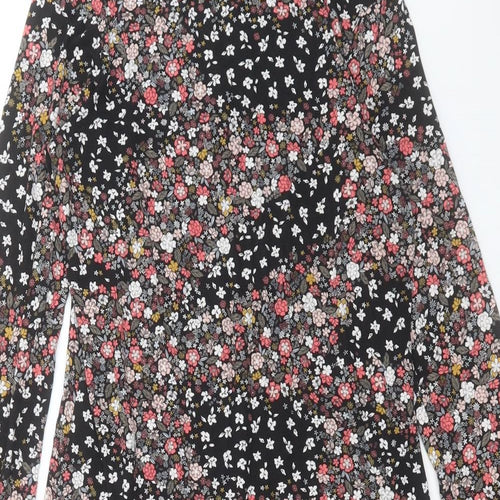 Marks and Spencer Womens Multicoloured Floral Viscose Fit & Flare Size 8 Round Neck Button