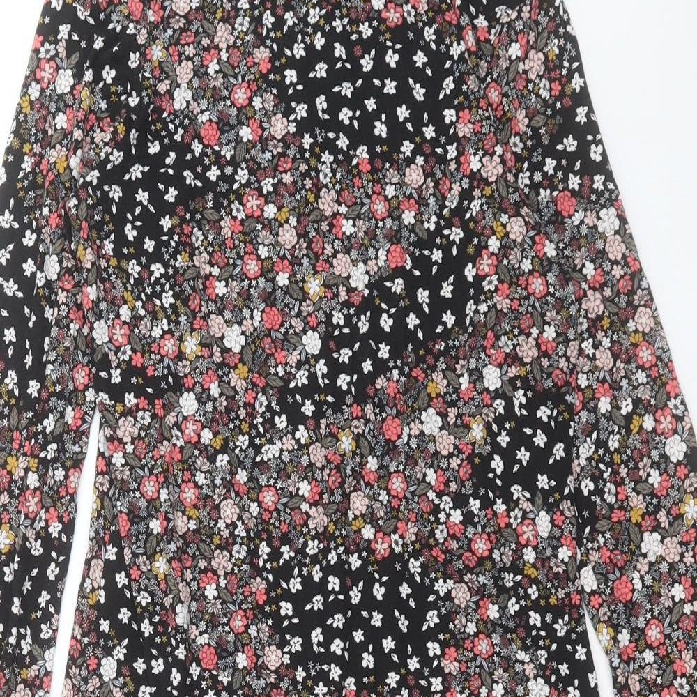Marks and Spencer Womens Multicoloured Floral Viscose Fit & Flare Size 8 Round Neck Button