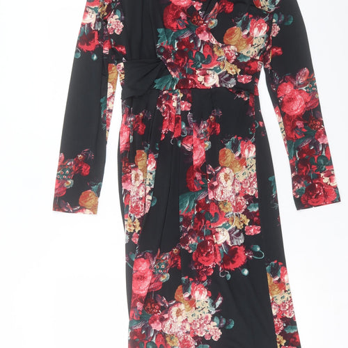 Per Una Womens Red Floral Polyester A-Line Size 8 V-Neck Pullover