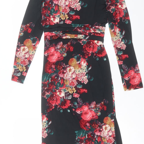 Per Una Womens Red Floral Polyester A-Line Size 8 V-Neck Pullover