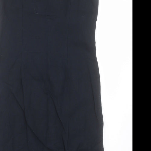 Per Una Womens Blue Linen Shift Size 12 V-Neck Zip