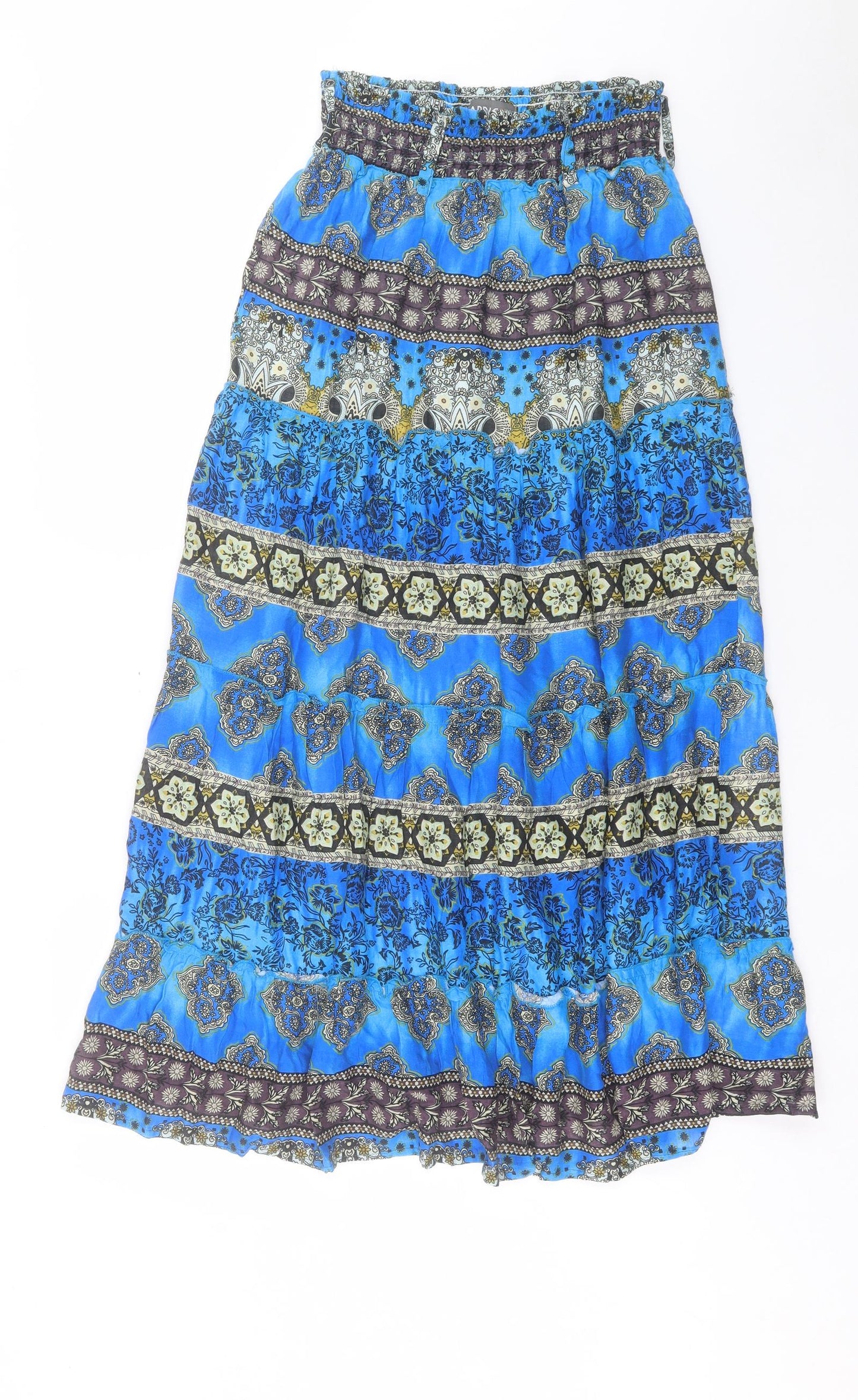 Apricot Womens Blue Geometric Viscose Peasant Skirt Size 10