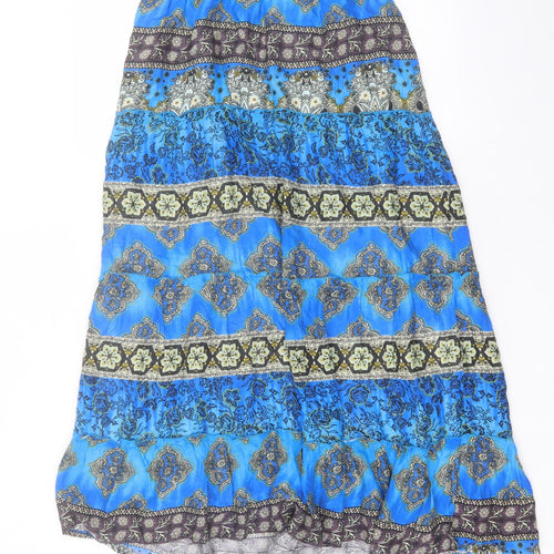 Apricot Womens Blue Geometric Viscose Peasant Skirt Size 10
