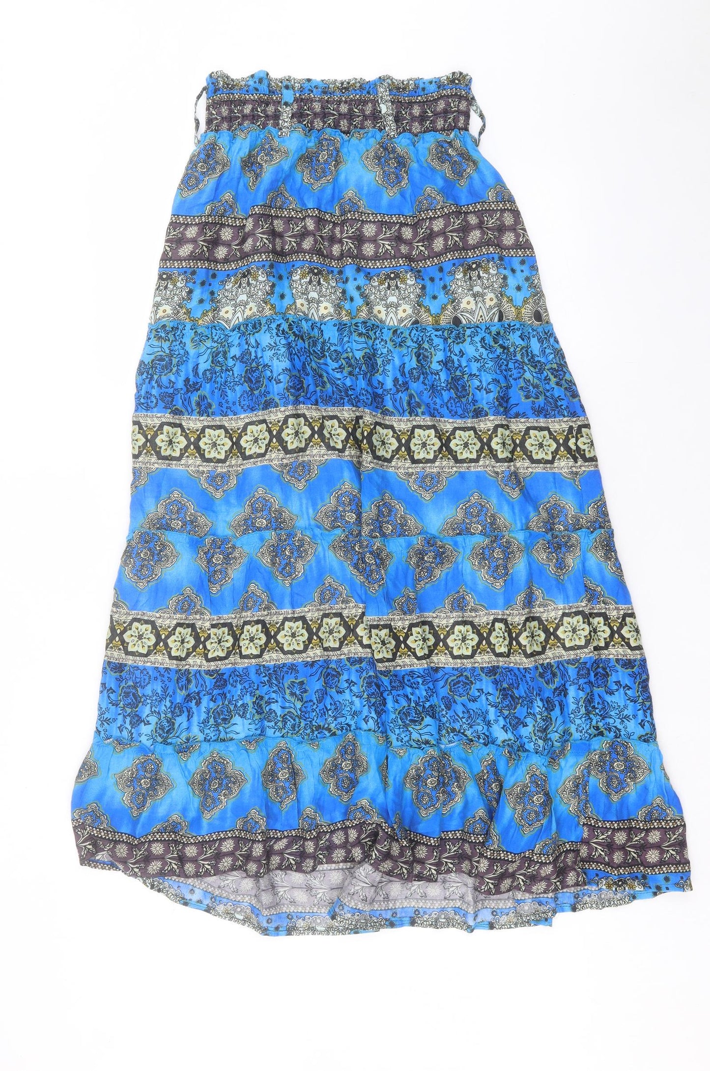 Apricot Womens Blue Geometric Viscose Peasant Skirt Size 10