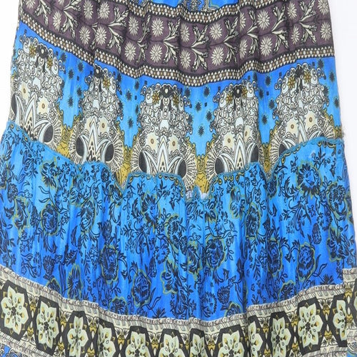 Apricot Womens Blue Geometric Viscose Peasant Skirt Size 10