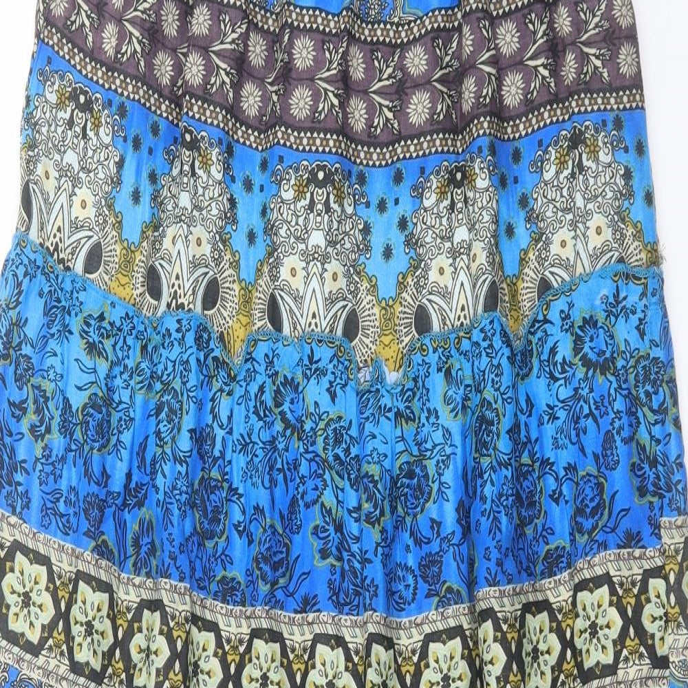 Apricot Womens Blue Geometric Viscose Peasant Skirt Size 10