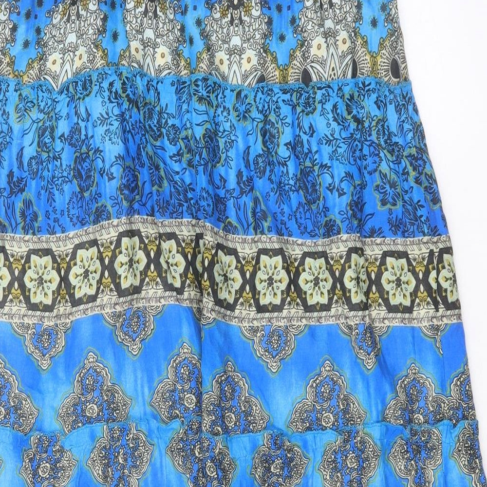 Apricot Womens Blue Geometric Viscose Peasant Skirt Size 10