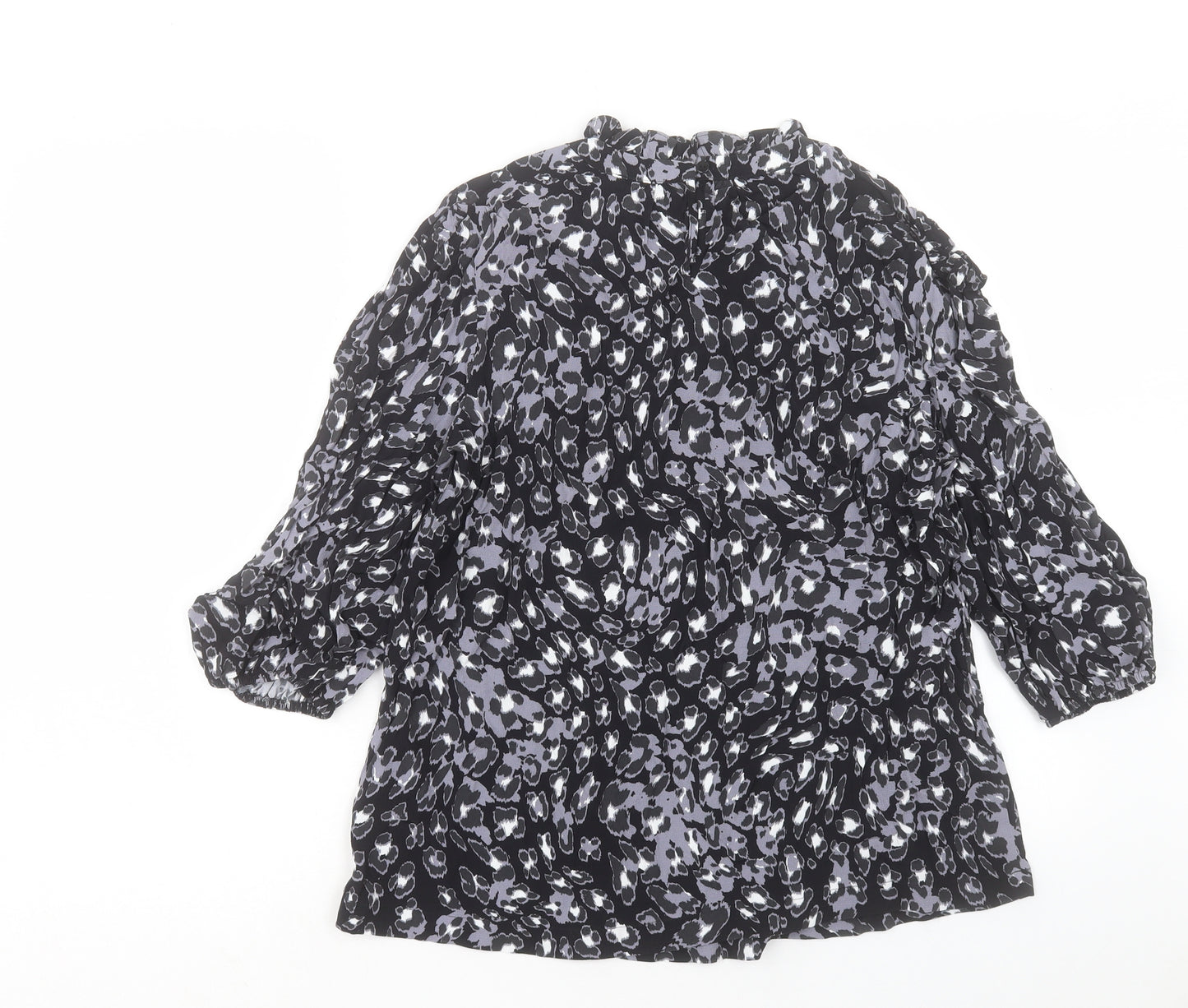 Marks and Spencer Womens Multicoloured Animal Print Viscose Basic Blouse Size 12 Round Neck - Leopard Print