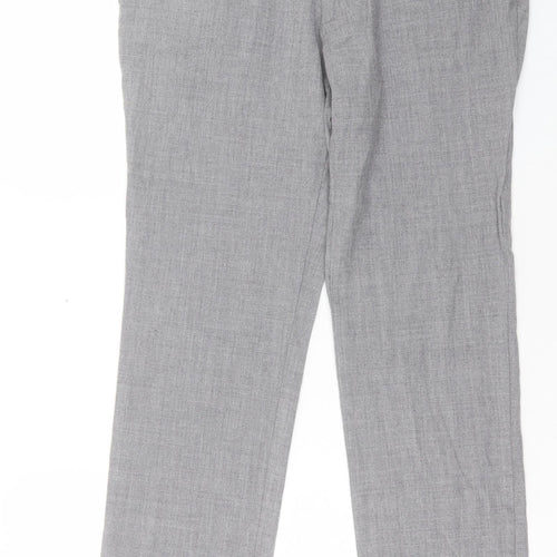 Preworn Womens Grey Polyester Trousers Size 32 in Regular Button