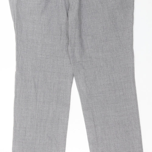 Preworn Womens Grey Polyester Trousers Size 32 in Regular Button