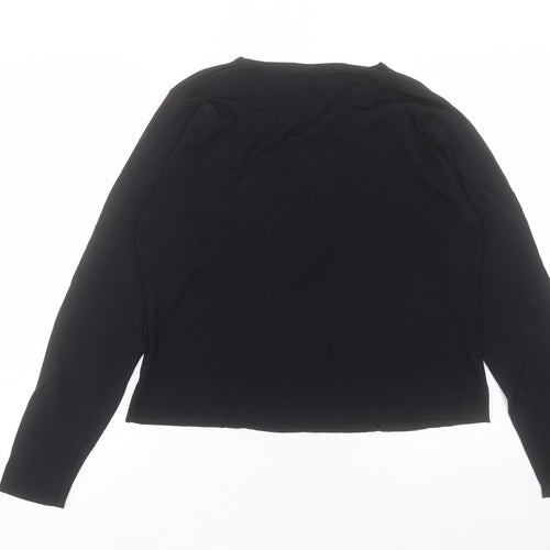 AMARANTO Womens Black V-Neck Viscose Pullover Jumper Size 18