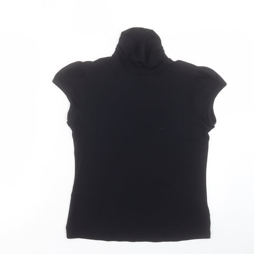 Mk Womens Black Viscose Basic T-Shirt Size 14 High Neck