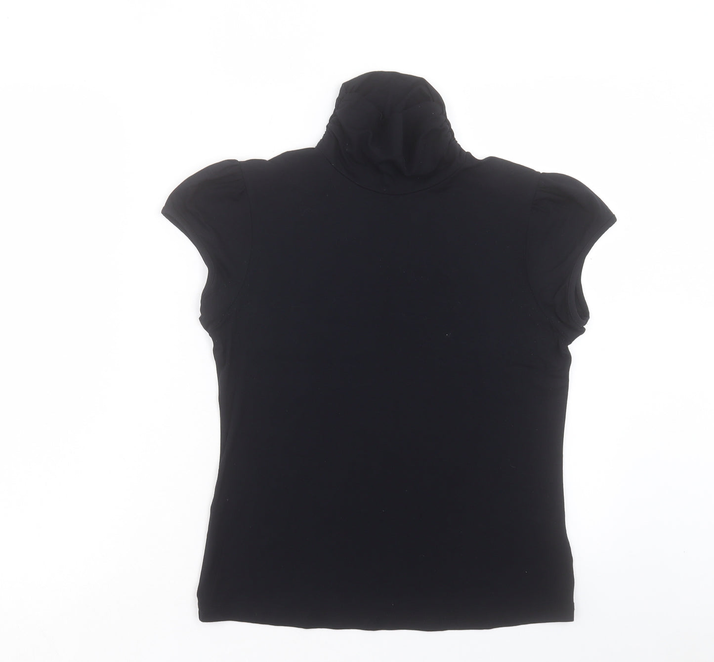Mk Womens Black Viscose Basic T-Shirt Size 14 High Neck