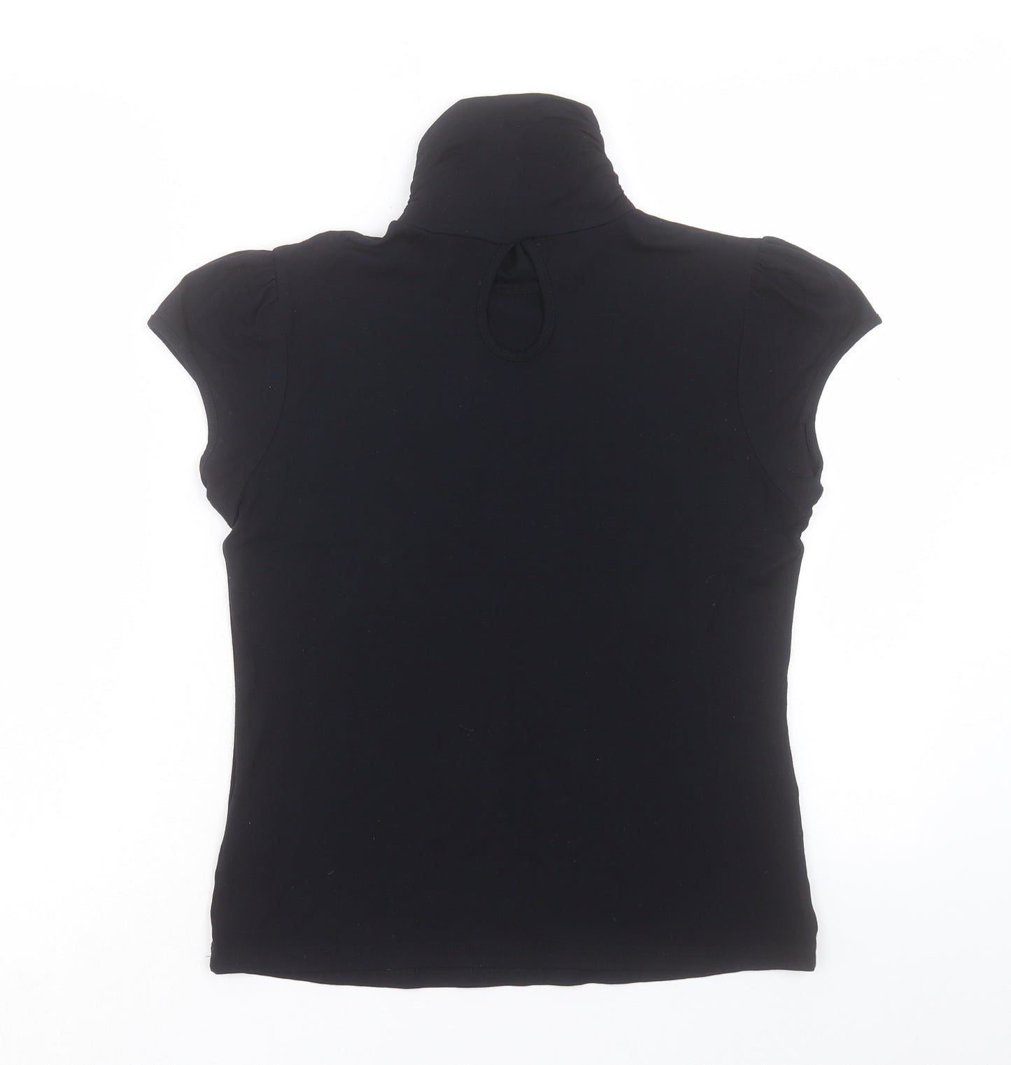 Mk Womens Black Viscose Basic T-Shirt Size 14 High Neck