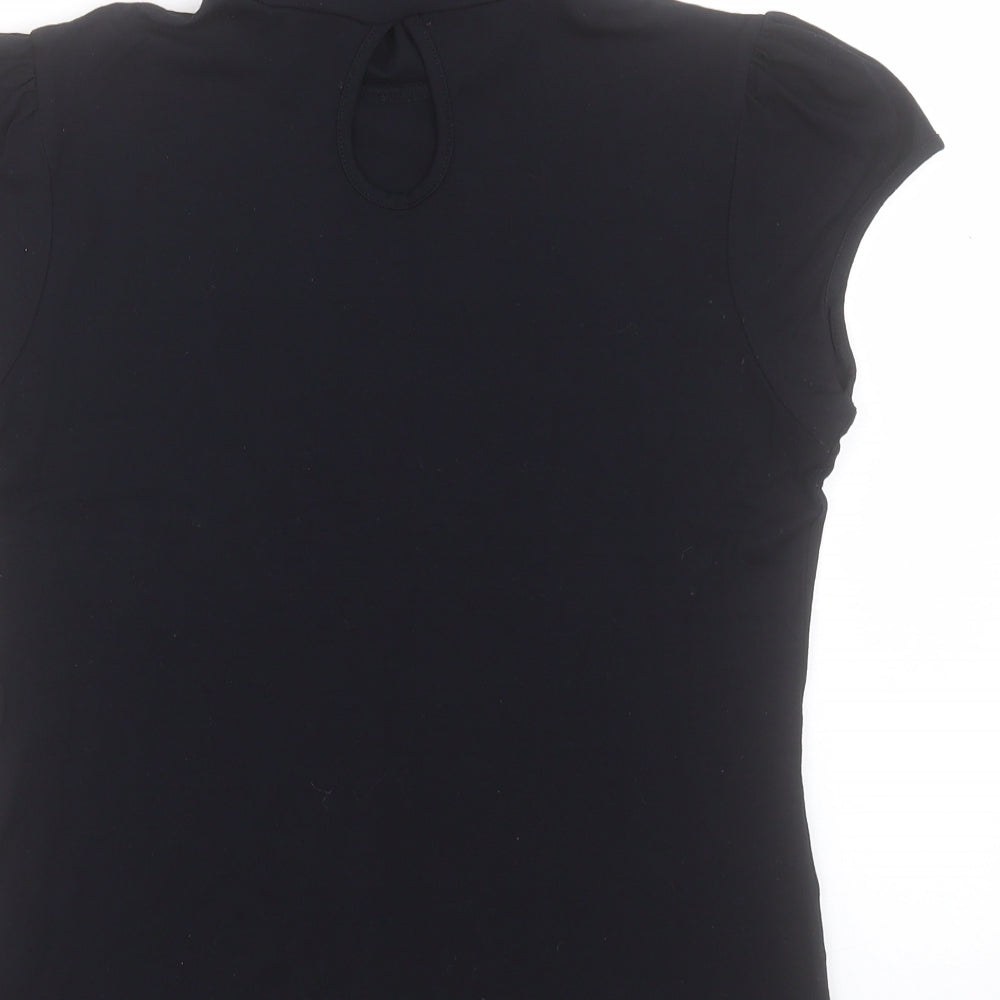 Mk Womens Black Viscose Basic T-Shirt Size 14 High Neck