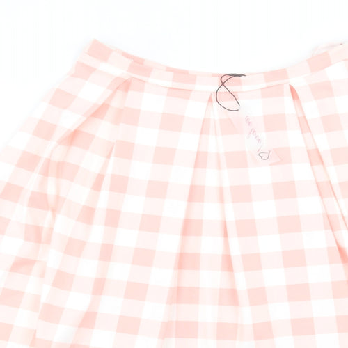 PAPAPAY Womens Pink Check Polyester Skater Skirt Size 8 Zip
